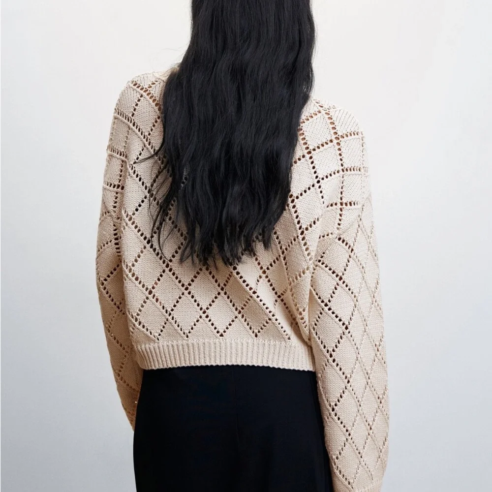 ✨LIKE NEW✨ Mango Aleta Cotton cropped openwork sweater - Picture 4 of 15